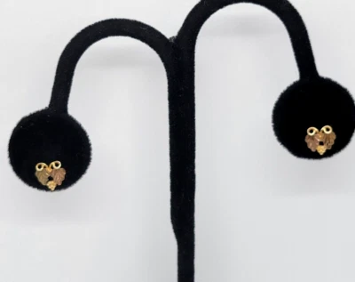 Vintage Black Hills Gold Post Earrings Grapes Leaves Vine 12K Multi Tone Gold - Image 1 of 4