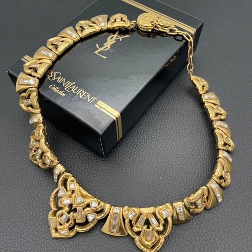 SAINT LAURENT (YSL) Collana girocollo Yves Saint Laurent YSL vintage oro elegante autentica dal Giappone RIN