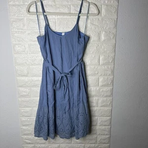 L Love Womens Blue Eyelet Dress With Belt Size Small New With Tags - Picture 1 of 10