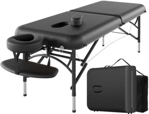 28" Wide Foldable Portable Aluminum Massage Table for Spa Treatments, Black NEW - Picture 1 of 6