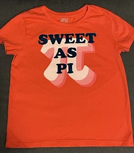 Gymboree Girls SWEET AS Pi Shirt Med 7-8P Coral 3.14 March 14th T-shirt EUC - Picture 1 of 2
