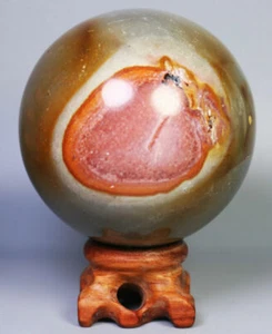 1.05lb Natural Ocean Jasper Agate Quartz Crystal Sphere Ball Madagascar Stand - Picture 1 of 12