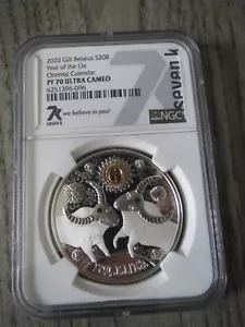 7k Metals Belarus Year of the Ox Oriental Calendar NGC PF70 Ultra Cameo Silver - Picture 1 of 4