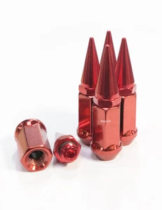 20x 12x1.25 Spike Lug Nuts Red 2-PC Twist-Off 3/4 Hex For Nissan Infiniti Subaru - Picture 1 of 3