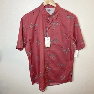 Camicia da spiaggia rossa Izod Saltwater Performance manica corta casual uomo media - Foto 1 di 8
