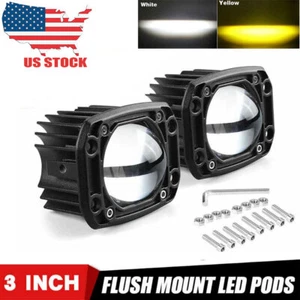 2x 3inch Amber White LED Work Light Bar Flush Mount Spot Fog Driving SUV ATV 8D - Picture 1 of 12