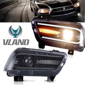 2* VLAND LED Headlights For Dodge Charger 2011-2014 Black Dual DRL W/Sequential - Picture 1 of 12