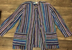 Vintage 80s 90s Christian Dior Women’s Striped Top Button Cotton Jacket - Large - Picture 1 of 8