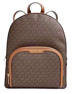 MICHAEL KORS JAYCEE MEDIUM ZIP POCKET BACKPACK BAG LOGO Brown - Picture 1 of 9