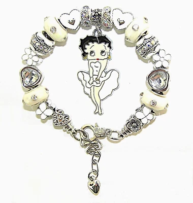 Betty Boop European Bracelet, With White & AB Sparkle Charms & Beads - Image 1 of 3