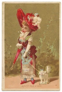 Fillette Chien - Le petit tour d'Azor - Chromo - Trade card - Picture 1 of 2