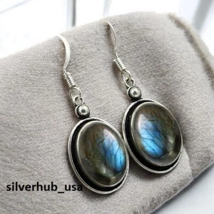 Labradorit Edelstein 925 Sterling Silber Ohrring Weihnachtsgeschenke Schmuck ... - Bild 1 von 8