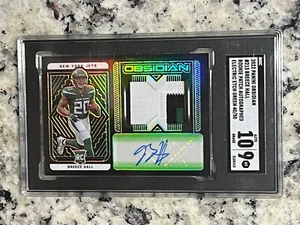 2022 OBSIDIAN Breece Hall #50 RPA Rookie Patch Auto Electric Etch Green #213 - Picture 1 of 6