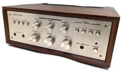 Antigo Amplificador Marantz Modelo 1060 Gravado em Champanhe com Armário de Madeira *LEIA* - Imagem 1 de 4