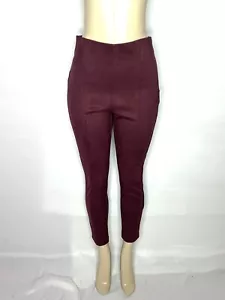 ANN TAYLOR BURGUNDY FAUX SUEDE SIDE ZIP ANKLE PANT SIZE MED - Picture 1 of 3