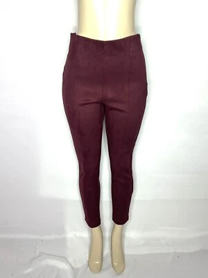 PANTALÓN ANN TAYLOR BORGOÑA IMITACIÓN GAMUZA CREMALLERA LATERAL TOBILLO TALLA MED Foto 1 de 3