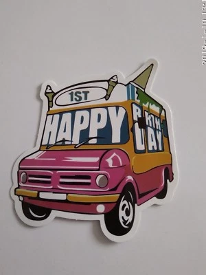 Feliz 1er Cumpleaños Vinilo Pegatina Portátil Tableta Teléfono Casco Monopatín JDM Foto 1 de 2