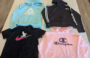 4 Pieces Girl's 10-12 Adidas Nike Champion Reebok Pullover Hoodies Full Zip - Picture 1 of 13