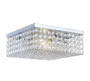 Elegant Designs FM1004-CHR 12 in 2-Light Chrome Crystal Square Flush Mount Light - Picture 1 of 10