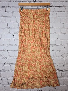 Song Of Style herbstlich rot goldgelb Paisley Print gerader langer Rock Small - Bild 1 von 9