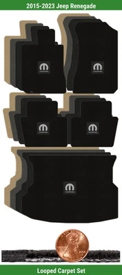Juego de alfombrillas clásicas personalizadas para Jeep Renegade '15-23 con logotipo (5 piezas) #TR4 Foto 1 de 4