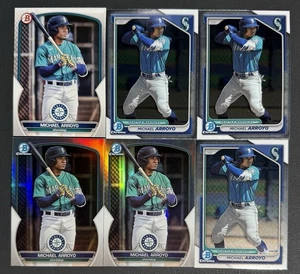 (6) Lot 2023 2024 Bowman Chrome Michael Arroyo Prospect Mariners Refractors - Picture 1 of 1