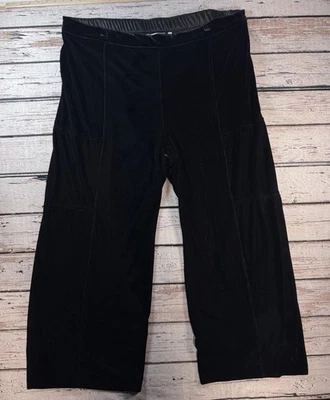 Soft Surroundings 2X Pants Velour Velvet Wide Leg Flowy Holiday Career Black - Image 1 of 4