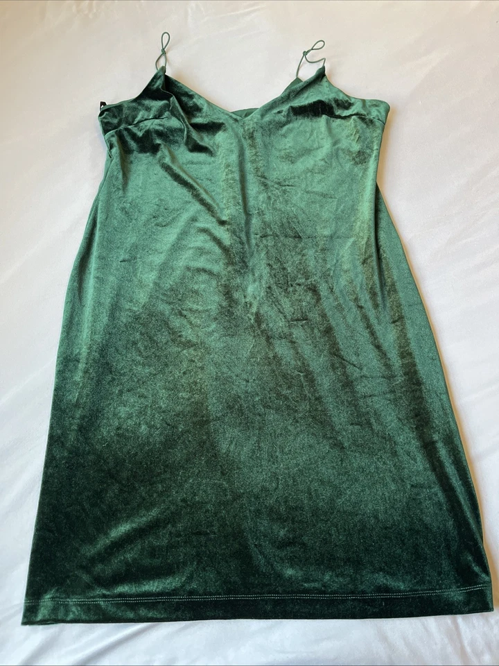 Vtg B. Smart Women’s Dark Green Velvet Dress Sz XXL Spaghetti Straps Midi - Image 1 of 4