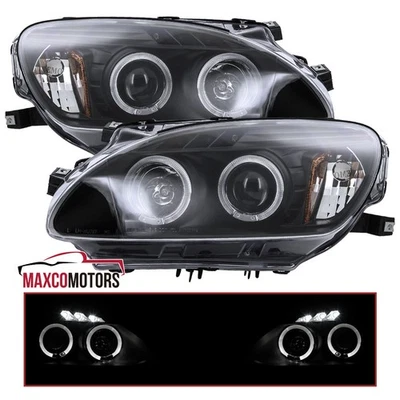 Black Projector Headlights Fits 2004-2009 Honda S2000 AP2 LED Halo Left+Right - Image 1 of 4