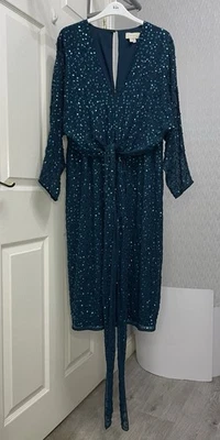 Coast Ladies Forest Green Cluster Sequin Long Sleeve Midi Dress - UK Size 14 - Image 1 of 4