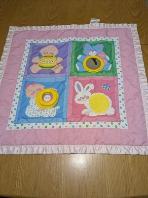 Fisher Price De Colección 1983 Manta Bebé Tiempo Abdomen Actividad Mat Rosa Espejo Mordedor  Foto 1 de 4