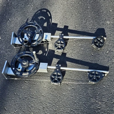  2 Big Jon Manual Sideriggers Downriggers Used. Pre Spooled With Wire - Image 1 of 4