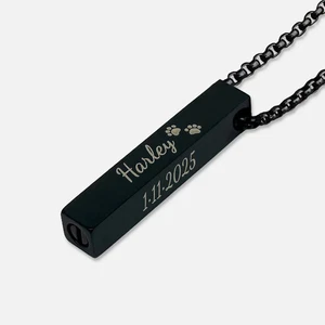 Personalized Urn Bar Necklace, Custom Cremation Ashes Pendant, Memorial Keepsake - Picture 1 of 8
