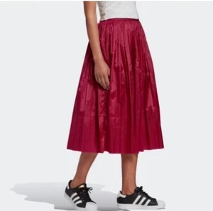 Adidas Originals Plissee Midi Rock Damen Gr. S Power Berry - Bild 1 von 13