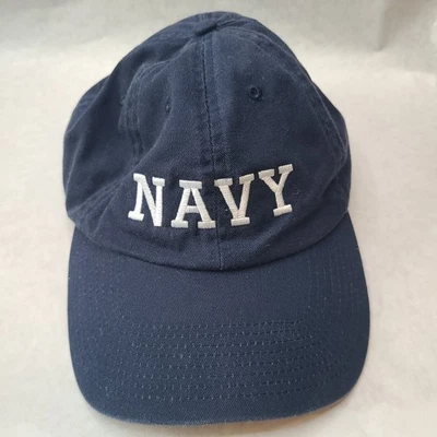 Navy Ball Cap Blue With White Embroidery.  Fahrenheit Headwear Co. - Image 1 of 4