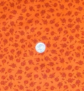 Blattdruck auf dunkelorangem Stoff von David Textiles, BTHY, Ernte, Herbst, Blätter - Bild 1 von 2