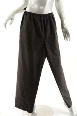 Calça ESKANDAR lã chocolate escuro mistura de cashmere costura lateral bolso tamanho 1 - Imagem 1 de 4