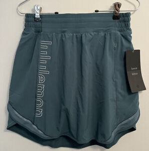 NWT Lululemon Size 4 Hotty Hot HR Skirt Long *Graphic Lined GRNJ/SRFL Green $98