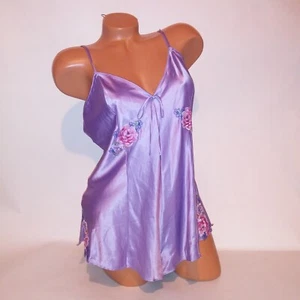 Victoria Secret Lingerie Romper One Piece Purple Satin Embroidered Floral New - Picture 1 of 22