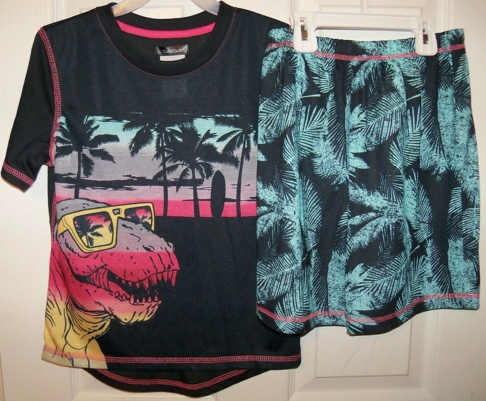 Cuddl Duds Dinosaur Beach огнестойкая короткая пижама PJ набор для мальчиков размер 8 новый с Ярлыками  - Изображение 1 из 1