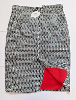 BNWT LULU GUINNESS Black & White Basket Weave Sage Pencil Skirt UK 14 RRP £195 - Image 1 of 4