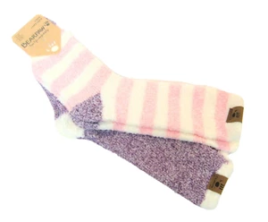 2 Paar Bearpaw Damen Hausschuhe Socken verschiedene Streifen/einfarbig rosa Rosine elfenbein  - Bild 1 von 1