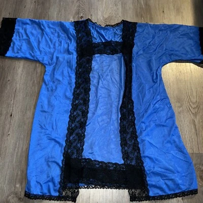 Conjunto de 2 PIEZAS Lencería Vintage Babydoll Chemise Bata Vestido Sin Mangas Talla Mediana AZUL Foto 1 de 4