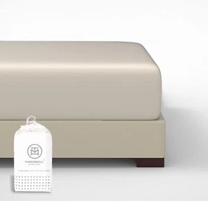 Cotton Fitted Sheet Twin Size - 300 Thread Count 1 Piece Beige 15 Inch Elasti... - Picture 1 of 4