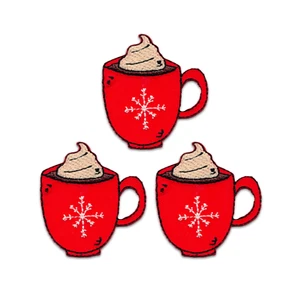 Hot Chocolate (3 Pack) Christmas Embroidered Iron on Patch Applique - Picture 1 of 3