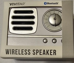 Wireless Mini Speaker Bluetooth Vivitar Retro Portable Radio in White - Picture 1 of 3