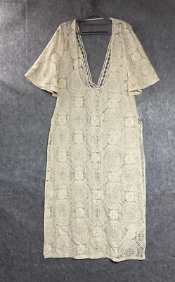 Chelsea28 Dress Women Medium Cream Crochet Lace Sheer Maxi Boho Hippie Festival - Imagem 1 de 4