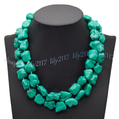 Collares naturales con cuentas gemas pepita turquesa verde irregular de 15-18 mm 14-50"" Foto 1 de 4