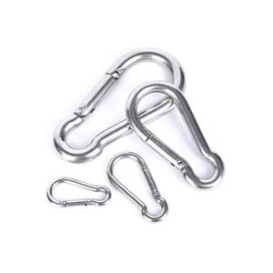 Large & Small Carabiner Clip Heavy Duty, Stainless Steel Snap Hooks Clasps Clips - Picture 1 of 8