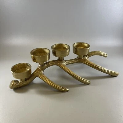 Metal Candle Tea Light Holder Tree Branch Candelabra 12”L  X 4”H X 4.5”W Vintage - Image 1 of 4